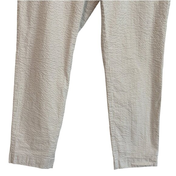 Charter Club Petite Classic Fit Seersucker Pants Beige Stripe 10P Cotton Blend - Picture 3 of 6